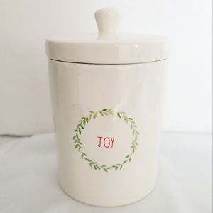 Rae dunn Joy canister with lid